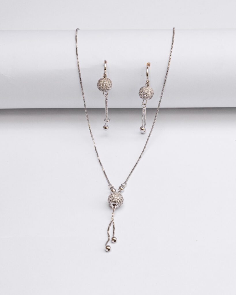 LUXETON SILVER NECKLACE EARRING-DSC03173