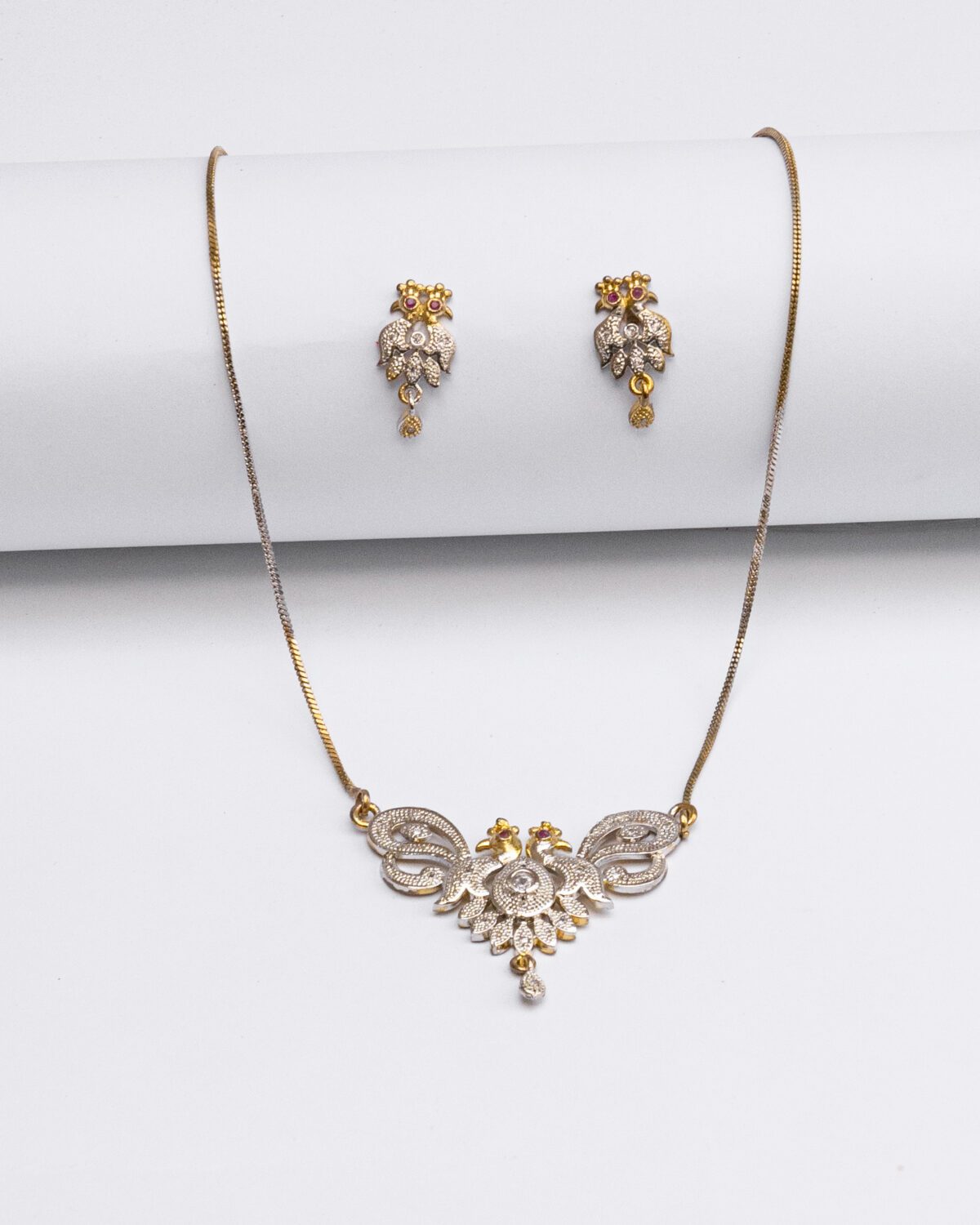 LUXETON SILVER GOLD NECKLACE EARRING-DSC03223