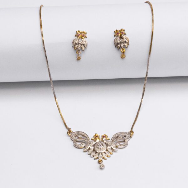 LUXETON SILVER GOLD NECKLACE EARRING-DSC03223